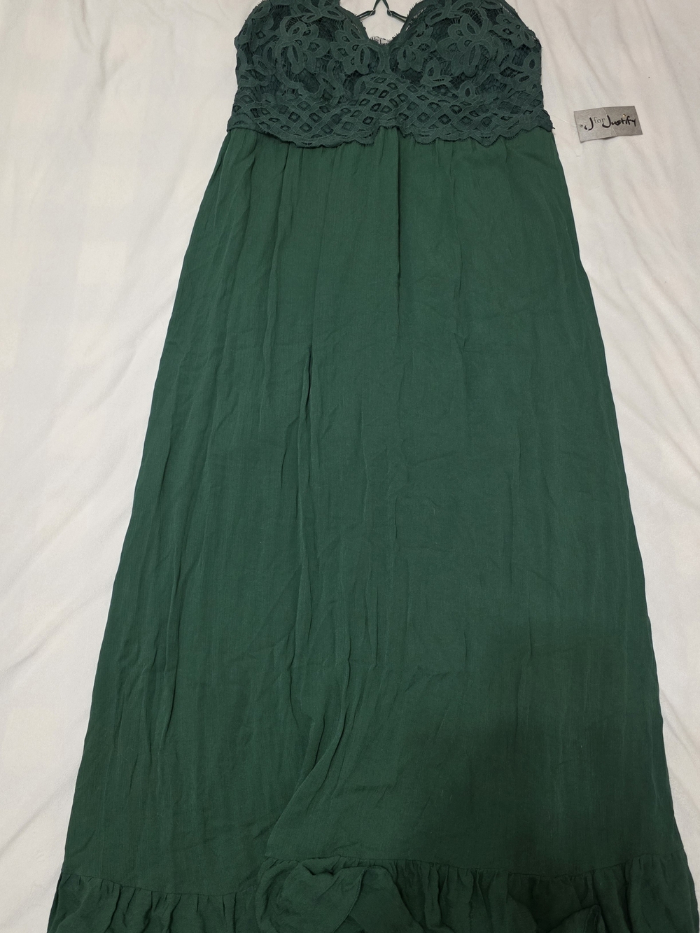 J for Justify Forest Green Lace Maxi Dress
